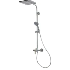 Duschsystem 'Aquamaxx 310' chromfarben mit Einhebelmischer, eckige Kopfbrause