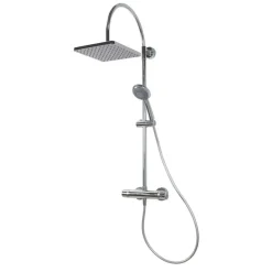 Duschsystem 'Aquamaxx 200' chromfarben mit Thermostat, eckige Kopfbrause