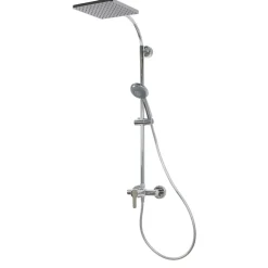 Duschsystem 'Aquamaxx 320' chromfarben mit Einhebelmischer, eckige Kopfbrause
