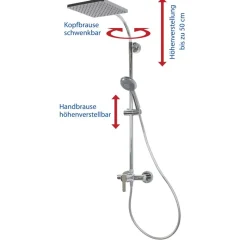 Duschsystem 'Aquamaxx 320' chromfarben mit Einhebelmischer, eckige Kopfbrause
