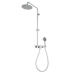 Duschsystem 'Aquamaxx 340' hochglanz verchromt runde Kopfbrause, mit Glasablage