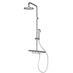 Duschsystem 'DuschMaster Rain III Modern' mit Thermostat und Ablage, rund, 111 cm