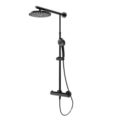 Duschsystem 'DuschMaster Rain Black Style' mit Thermostat, eckig, 155 cm