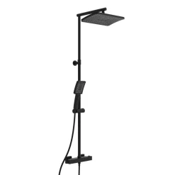 Duschsystem 'Trento' mit Thermostat schwarz eckig
