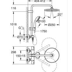 Duschsystem 'Vitalio Start 250' chromfarben
