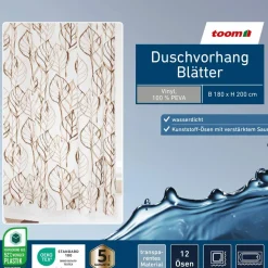 Duschvorhang 'Blätter' bunt 180 x 200 cm