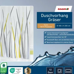 Duschvorhang 'Gräser' grün 180 x 200 cm