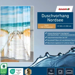 Duschvorhang 'Nordsee' Textil bunt 180 x 200 cm