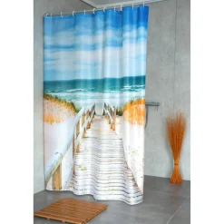 Duschvorhang 'Nordsee' Textil bunt 180 x 200 cm