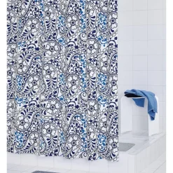 Duschvorhang 'Paisley' blau 180 x 200 cm
