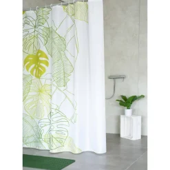 Duschvorhang 'Tropical' Textil grün 180 x 200 cm