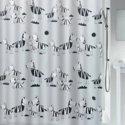 Duschvorhang 'Zebi' Textil grau/schwarz 180 x 200 cm