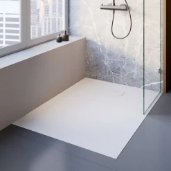 Duschwanne 'DWM-Tec Midra' mattweiß mit Steinstruktur 90 x 140 cm