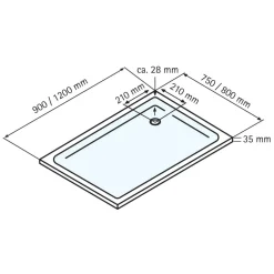 Duschwanne flach Rechteck weiß 80 x 120 cm