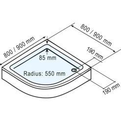 Duschwanne flach rund inkl. Schürze weiß Ø 90 cm