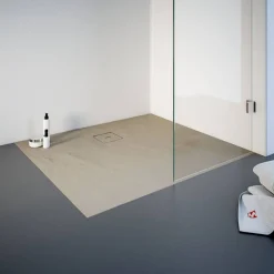Duschwanne, Mineralguss, flach, sand, rechteckig, 100 x 90 x 4 cm