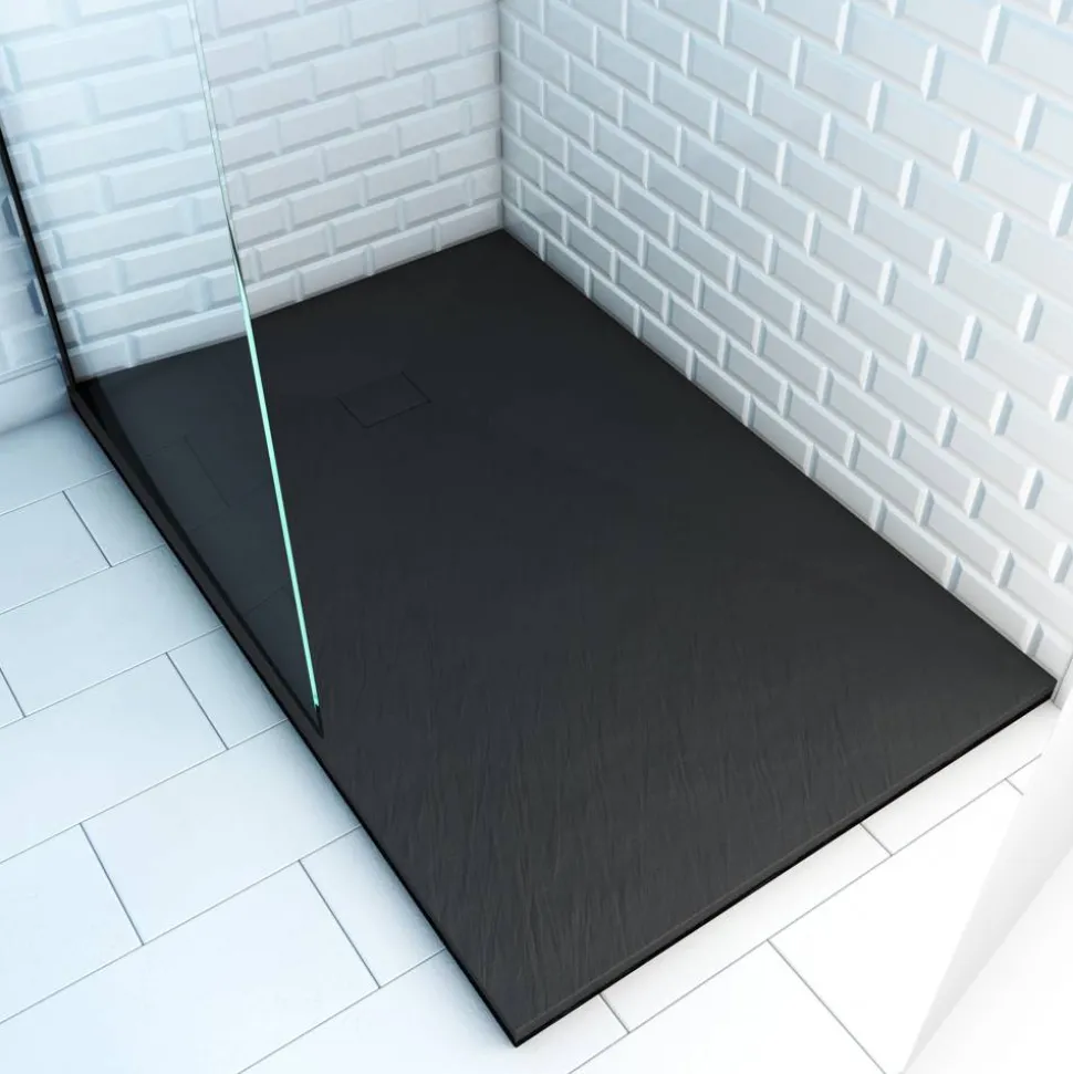 Duschwanne 'Stone' schwarz 90 x 140 x 2,6 cm
