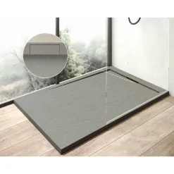 Duschwanne 'Zona' Mineralguss zementgrau 1000 x 900 / 27 mm