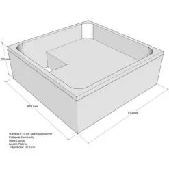 Duschwannenträger zu Stahlduschwanne weiß 90 x 90 x 15 cm