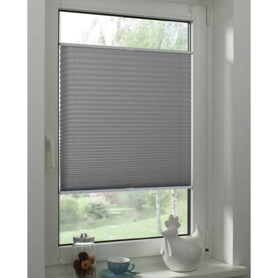 EasyFix-Plissee 'Greta' steingrau 70 x 130 cm 7-teilig