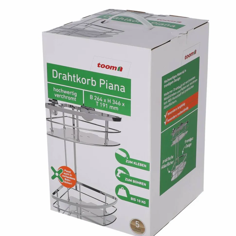 Eck-Drahtkorb 'Piana' 2 Etagen chromfarben