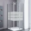 Eckdusche mit Drehtür 'Alexa Style 2.0' teilgerahmt, gestreift, aluminiumfarben, 90 x 192 x 90 cm