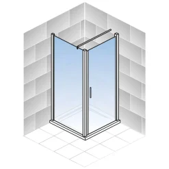Eckdusche mit Drehtür 'Alexa Style 2.0' teilgerahmt, aluminiumfarben, 80 x 192 x 80 cm