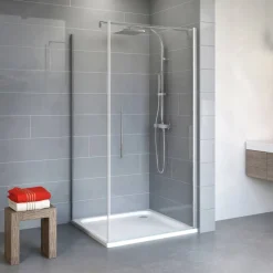 Eckdusche mit Drehtür 'Alexa Style 2.0' teilgerahmt, aluminiumfarben, 80 x 192 x 80 cm