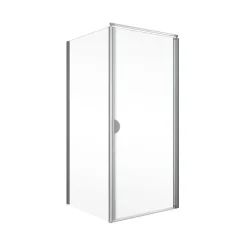 Eckdusche mit Drehtür 'Sunny' inkl. Seitenwand und Duschwanne flach 90 x 90 x 180 cm