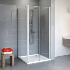 Eckdusche mit Pendeltür 'Alexa Style 2.0' teilgerahmt, aluminiumfarben, 90 x 192 x 90 cm