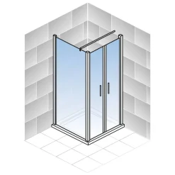 Eckdusche mit Pendeltür 'Alexa Style 2.0' teilgerahmt, aluminiumfarben, 90 x 192 x 90 cm