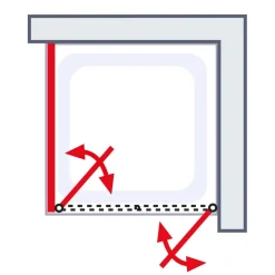 Eckdusche mit Pendeltür und Seitenwand 'Garant 2.0' aluminiumfarben 90 x 90 x 200 cm