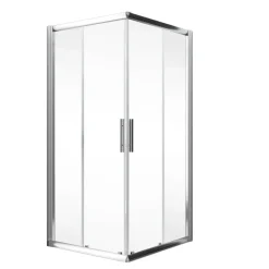 Eckdusche mit Schiebetür 'Kristall Trend' vollgerahmt, Chromoptik, 90 x 185 x 80 cm