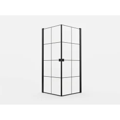 Eckdusche mit Schwingtüren vollgerahmt schwarz 90 x 90 x 200 cm
