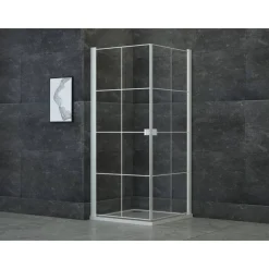 Eckdusche mit Schwingtüren vollgerahmt weiß, 90 x 90 x 200 cm
