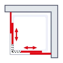 Eckdusche 'Sunny' gestreift weiß 75-90 x 75-90 x 180 cm vollgerahmt