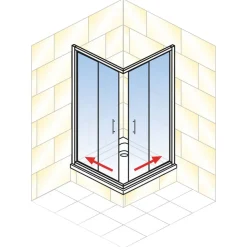 Eckdusche 'Sunny' gestreift weiß 75-90 x 75-90 x 180 cm vollgerahmt