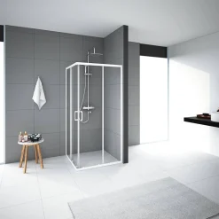 Eckdusche weiß 90 x 90 x 200 cm
