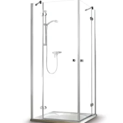 Eckdusche 'Winga' mit Drehtür, Antikalkbeschichtung 90 x 90 cm grau