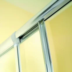 Eckeinstieg 'Fara 4' Schiebetür, 80 - 90 cm, silber, Kunststoffglas