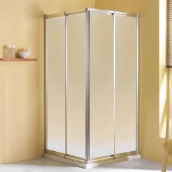 Eckeinstieg 'Fara 4' Schiebetür, 70 - 80 cm, silber, Kunststoffglas