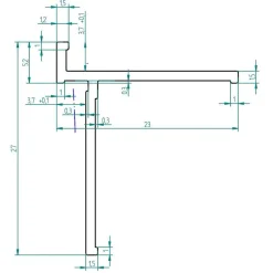 Eckprofil für Rückwandplatten, flächenbündig, alu silber matt, 2550 mm