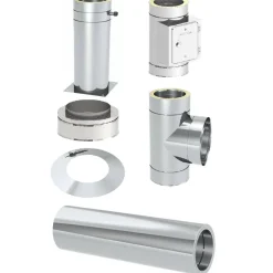 Edelstahl-Schornstein-Grundset 'Zitec-Eco' DW Ø 180 mm mit Wanddurchführung 1000 mm