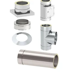 Edelstahl-Schornstein-Grundset 'Zitec-Eco' DW Ø 150 mm mit Wanddurchführung 500 mm