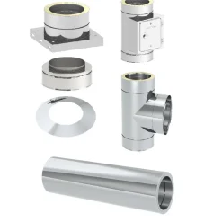 Edelstahl-Schornstein-Grundset 'Zitec-Eco' DW Ø 130 mm mit Wanddurchführung 1000mm