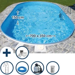 Einbaupool-Set 'Exklusiv 6' weiß/blau oval 700 x 350 x 150 cm