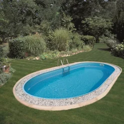 Einbaupool-Set 'Madagascar' blau/weiß oval 700 x 320 x 150 cm