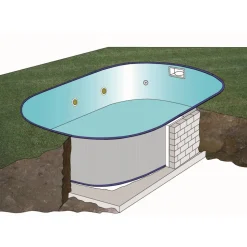Einbaupool-Set 'Madagascar' blau/weiß oval 700 x 320 x 150 cm