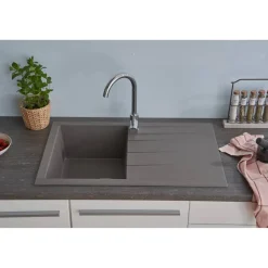 Einbauspüle 'Houston' Mineralite betongrau 80 x 50 cm
