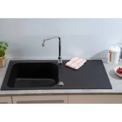 Einbauspüle 'Orlando' Massivgranit schwarz 100 x 50 cm